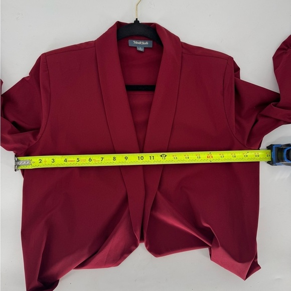 Modcloth Open Front Ruched 3/4 Sleeve Shoulder Pad Blazer Cardigan - Picture 8 of 14